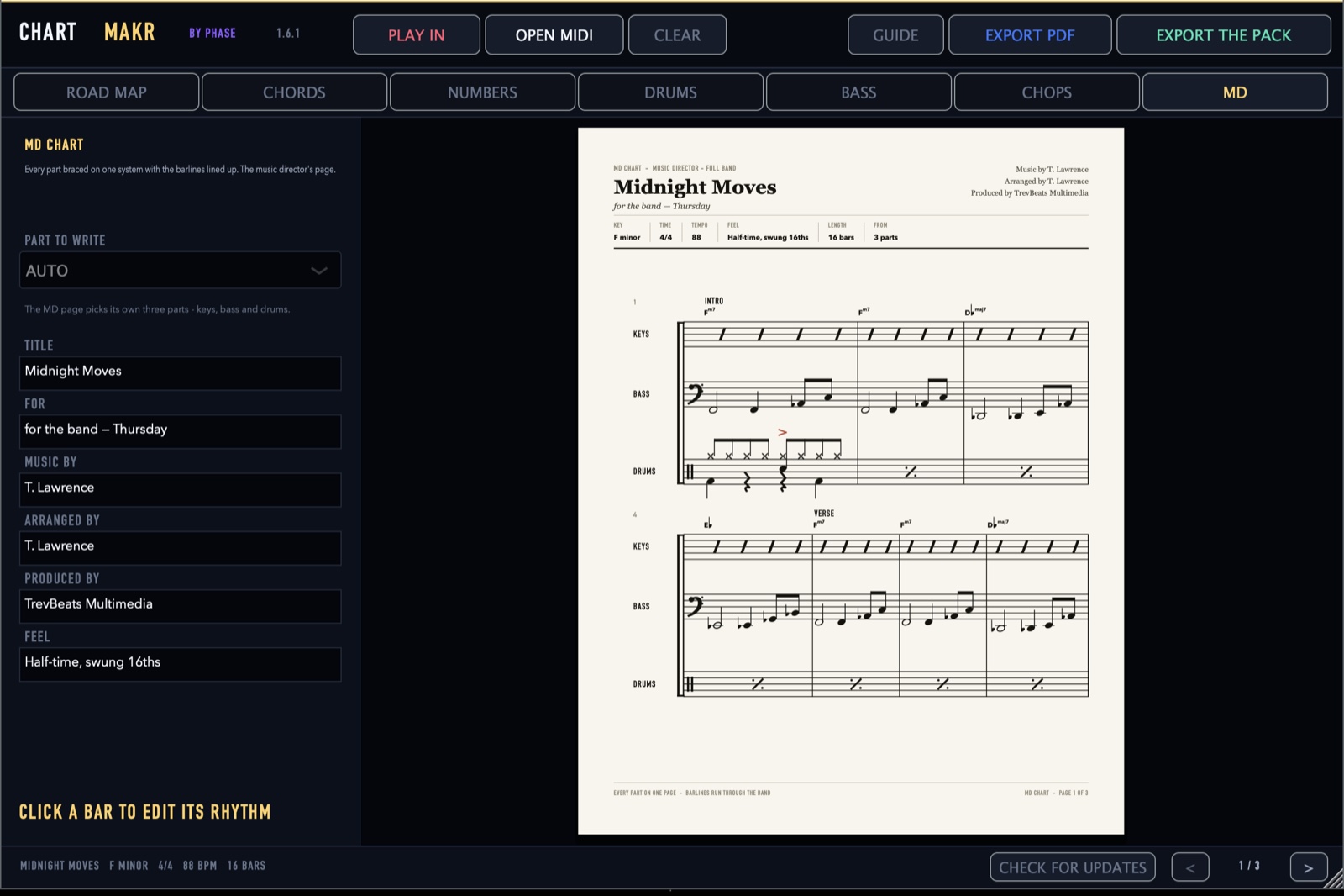 CHART MAKR by PHASE on the Mac - the MD CHART, every part braced on one page