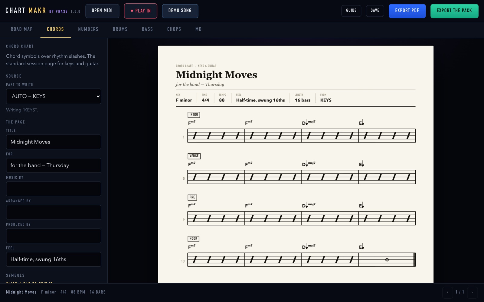 CHART MAKR web app - the chord chart in the browser