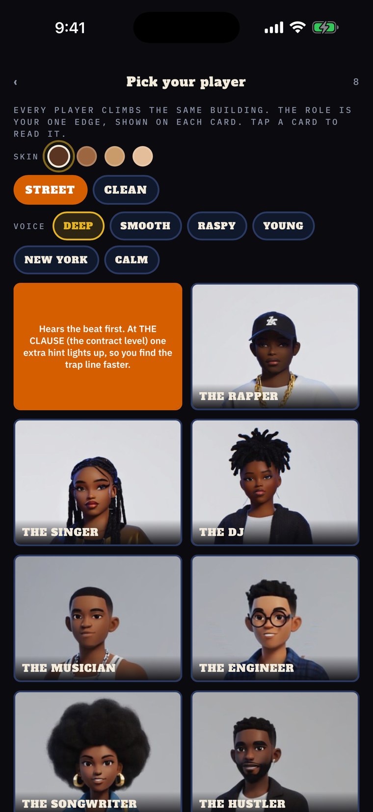 THE PLAN — pick your player and your voice